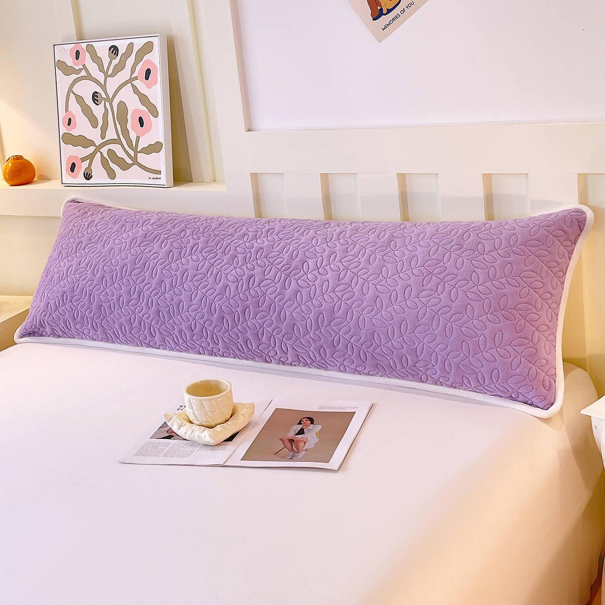 91家纺网 家纺一手货源 找家纺 雨彤家纺 2025新款牛奶绒夹棉包边长枕套 绒包边枕套-香芋紫