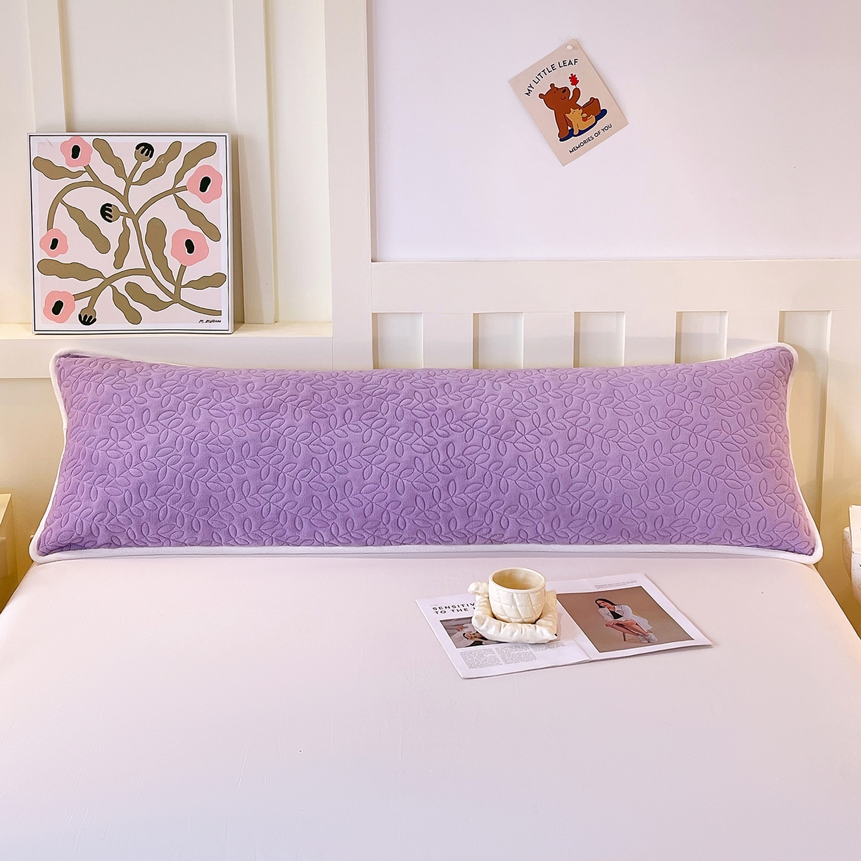 91家纺网 家纺一手货源 找家纺 雨彤家纺 2025新款牛奶绒夹棉包边长枕套 绒包边枕套-香芋紫