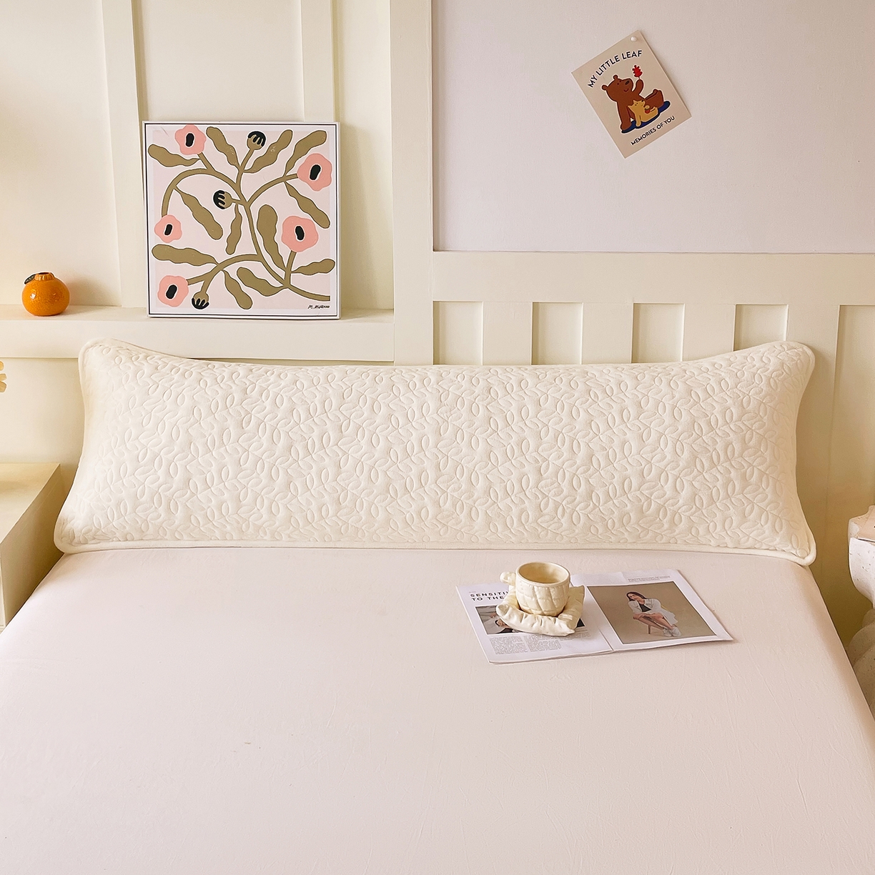 91家纺网 家纺一手货源 找家纺 雨彤家纺 2025新款牛奶绒夹棉包边长枕套 绒包边枕套-奶白