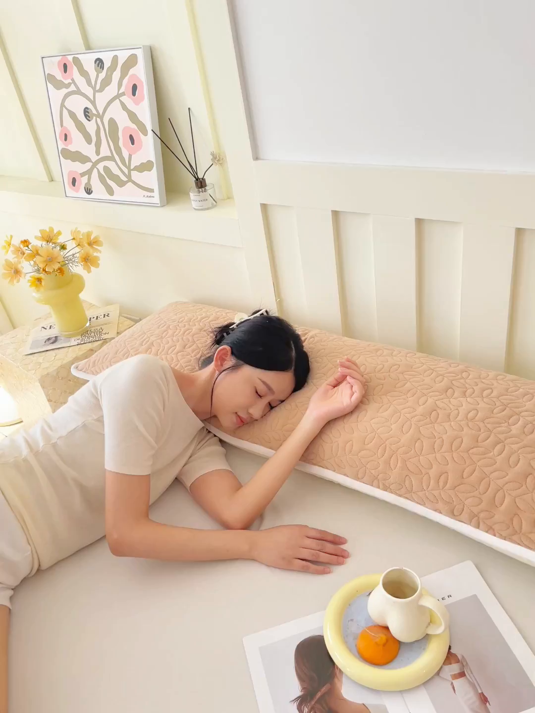 91家纺网 家纺一手货源 找家纺 雨彤家纺 2025新款牛奶绒夹棉包边长枕套 绒包边枕套-经典咖