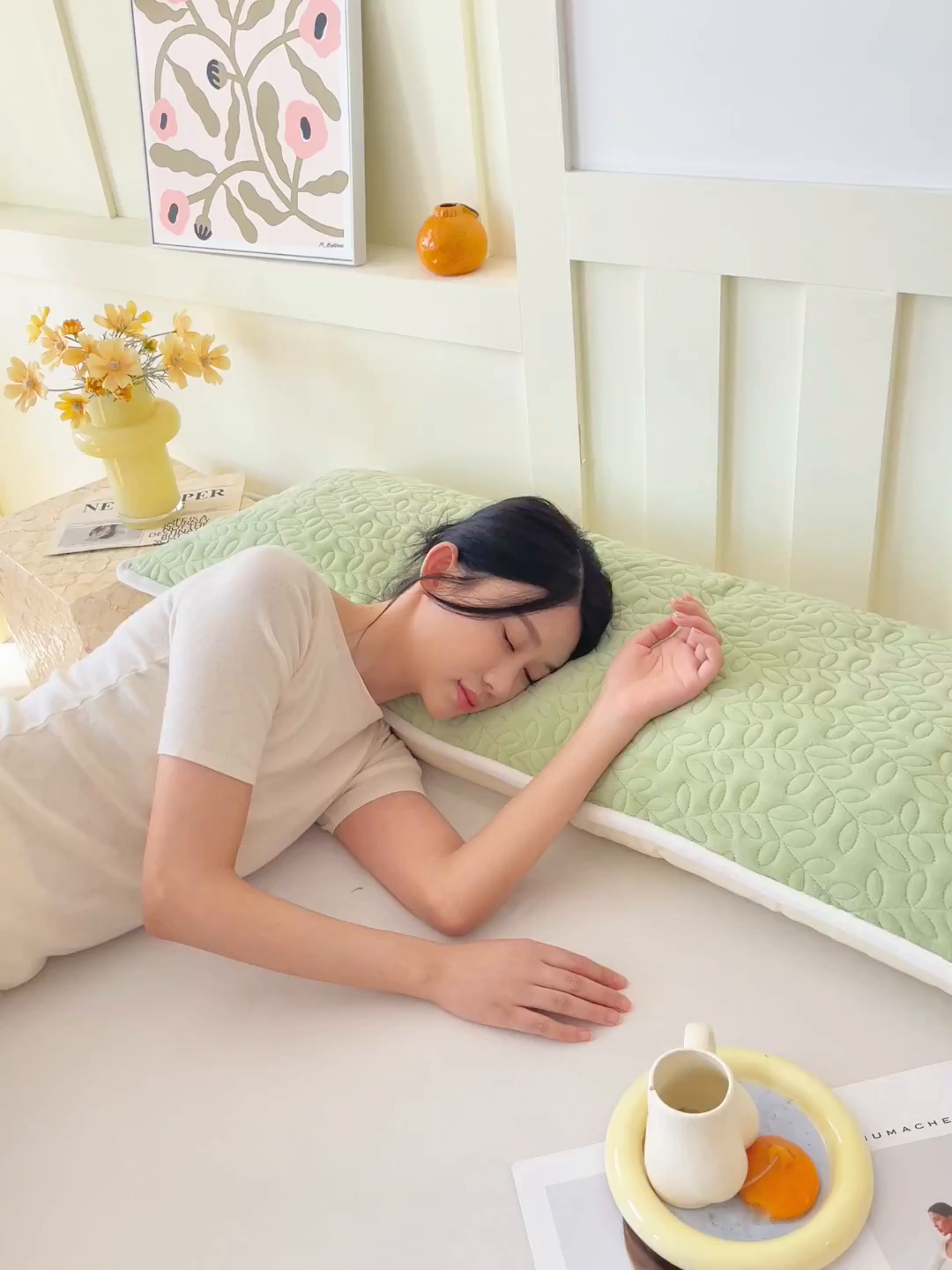 91家纺网 家纺一手货源 找家纺 雨彤家纺 2025新款牛奶绒夹棉包边长枕套 绒包边枕套-嫩绿