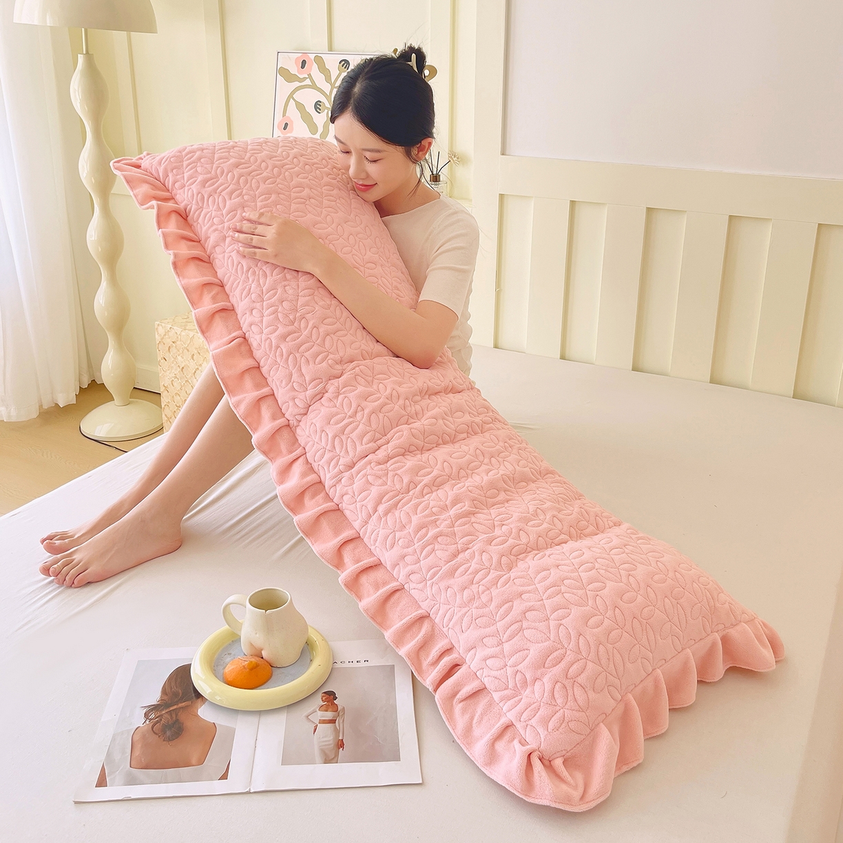 91家纺网 家纺一手货源 找家纺 （总）雨彤家纺 2025新款牛奶绒花边夹棉长枕套