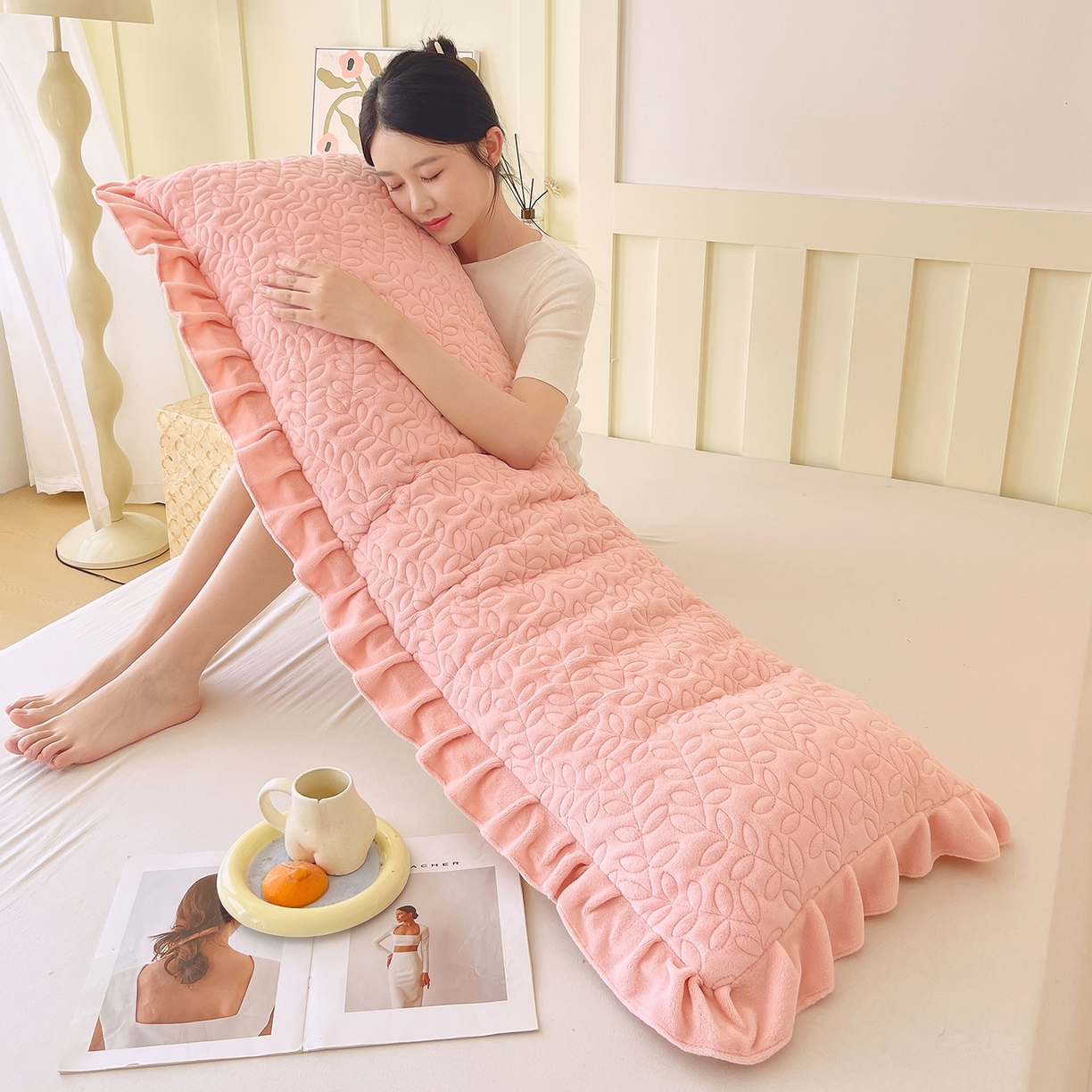 91家纺网 家纺一手货源 找家纺 （总）雨彤家纺 2025新款牛奶绒花边夹棉长枕套