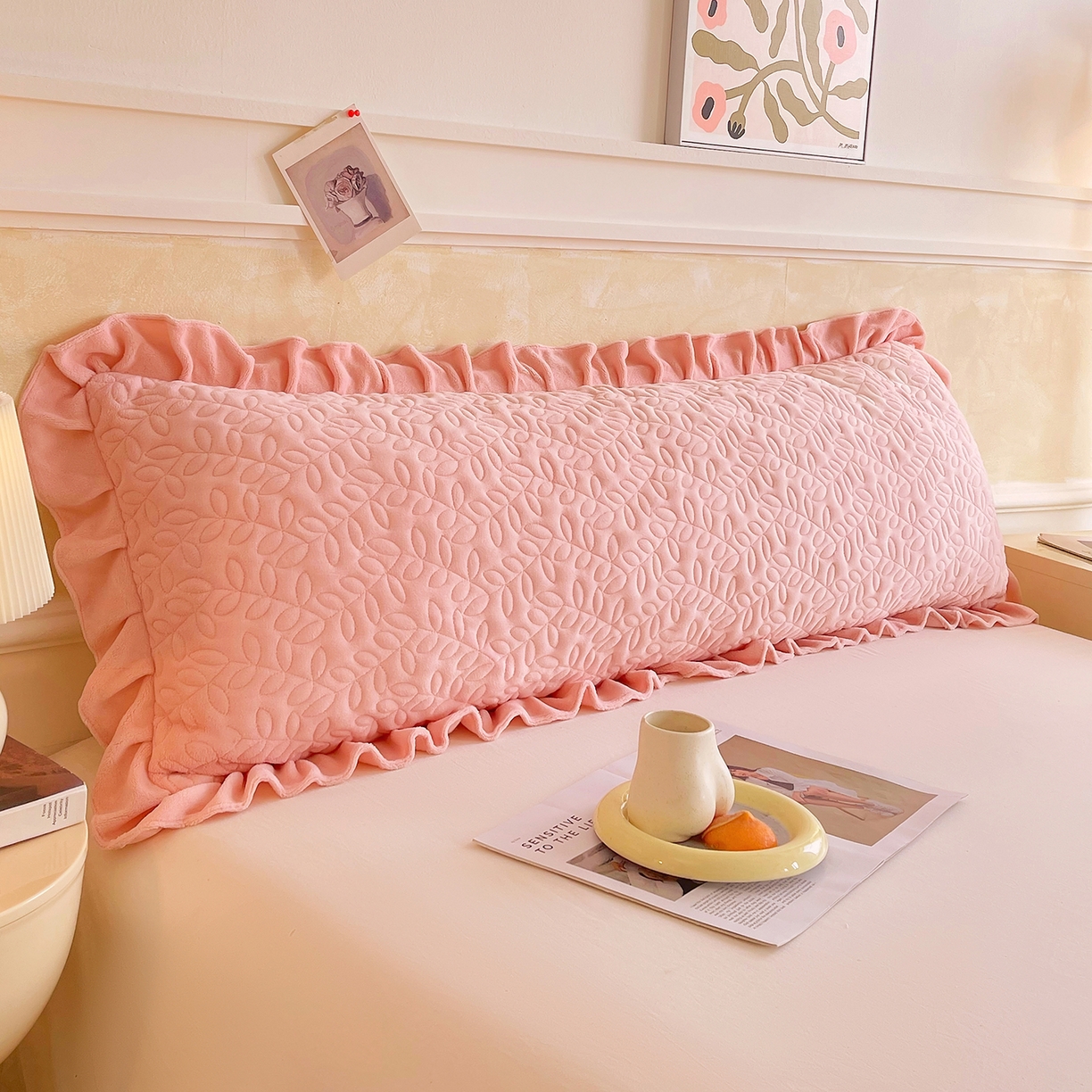 91家纺网 家纺一手货源 找家纺 （总）雨彤家纺 2025新款牛奶绒花边夹棉长枕套