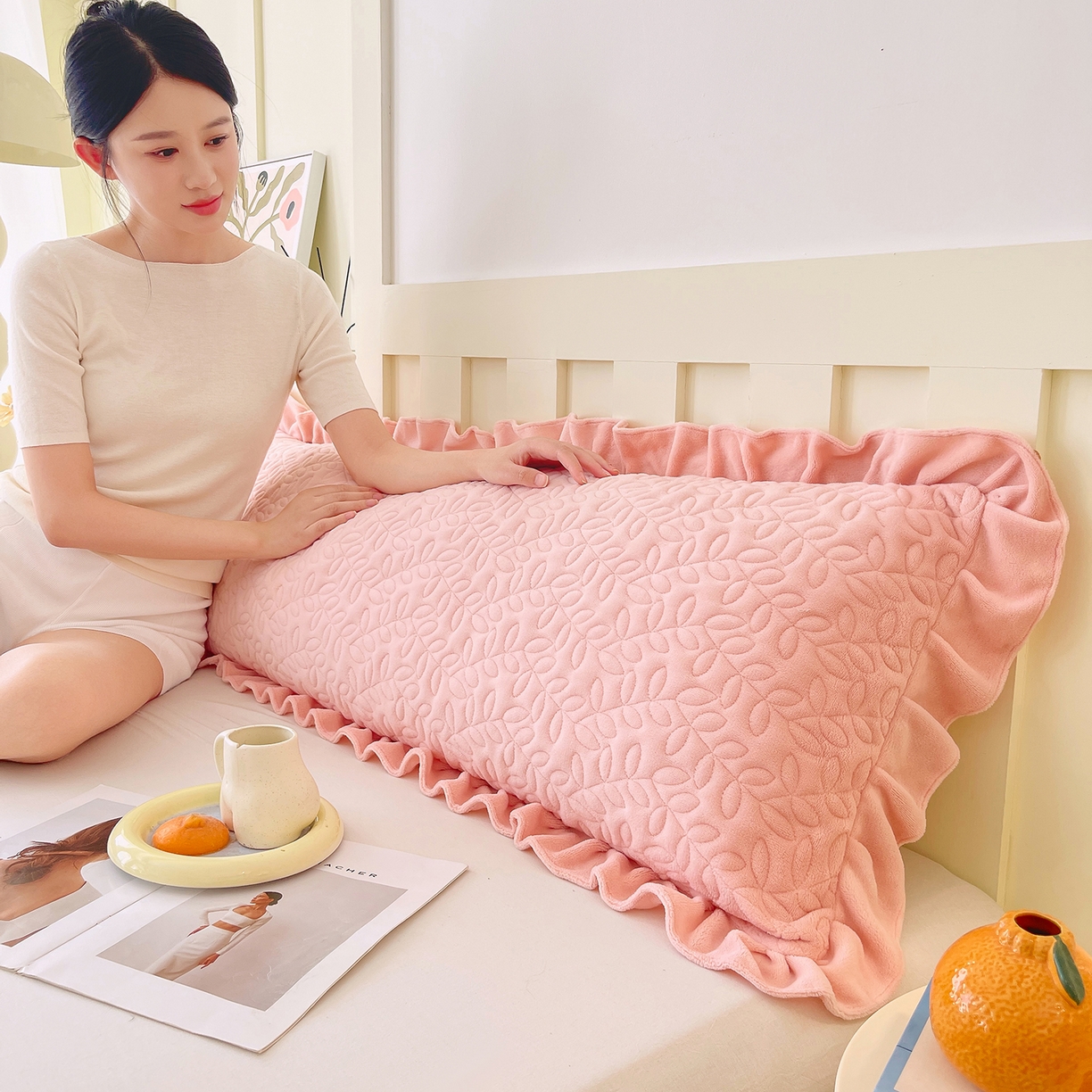 91家纺网 家纺一手货源 找家纺 （总）雨彤家纺 2025新款牛奶绒花边夹棉长枕套