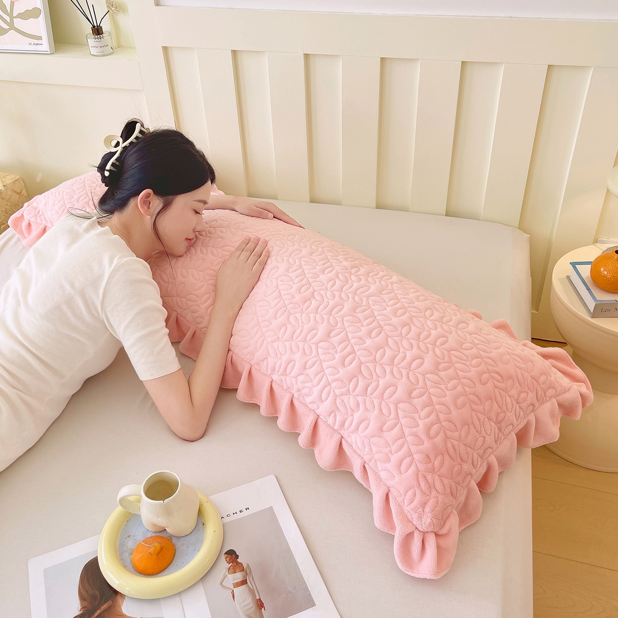 91家纺网 家纺一手货源 找家纺 （总）雨彤家纺 2025新款牛奶绒花边夹棉长枕套