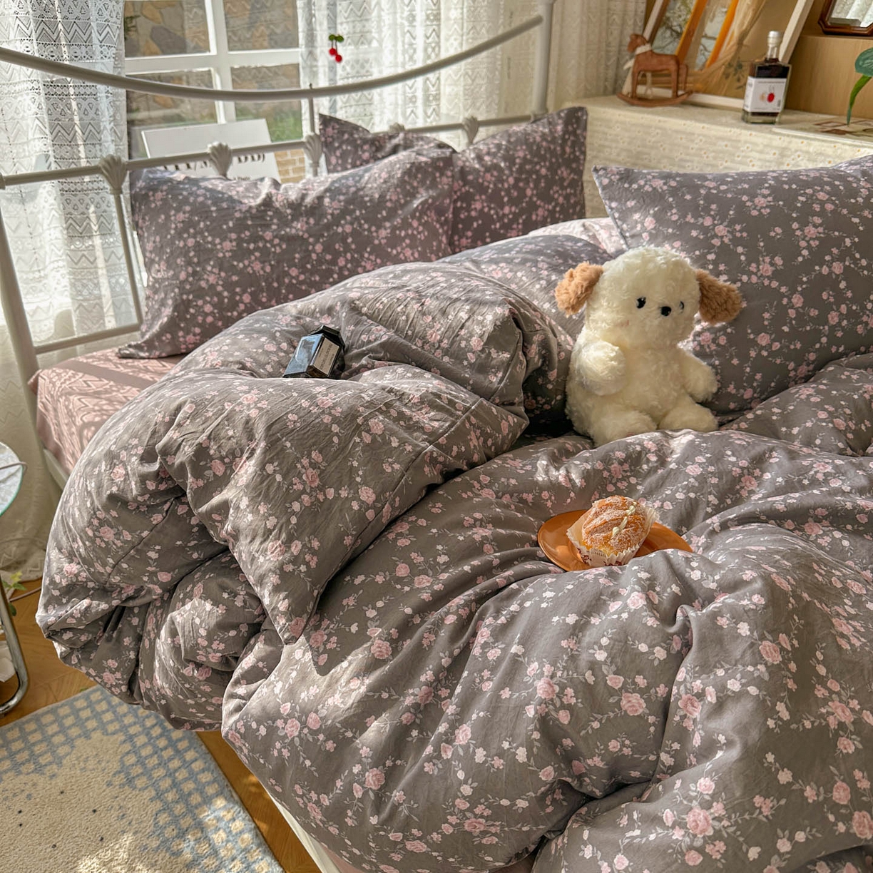 91家纺网 家纺一手货源 找家纺 暖芯优选 2025新款加厚爆款小布袋韩国古法水洗棉床单学生三件套床笠款四件套 豆蔻