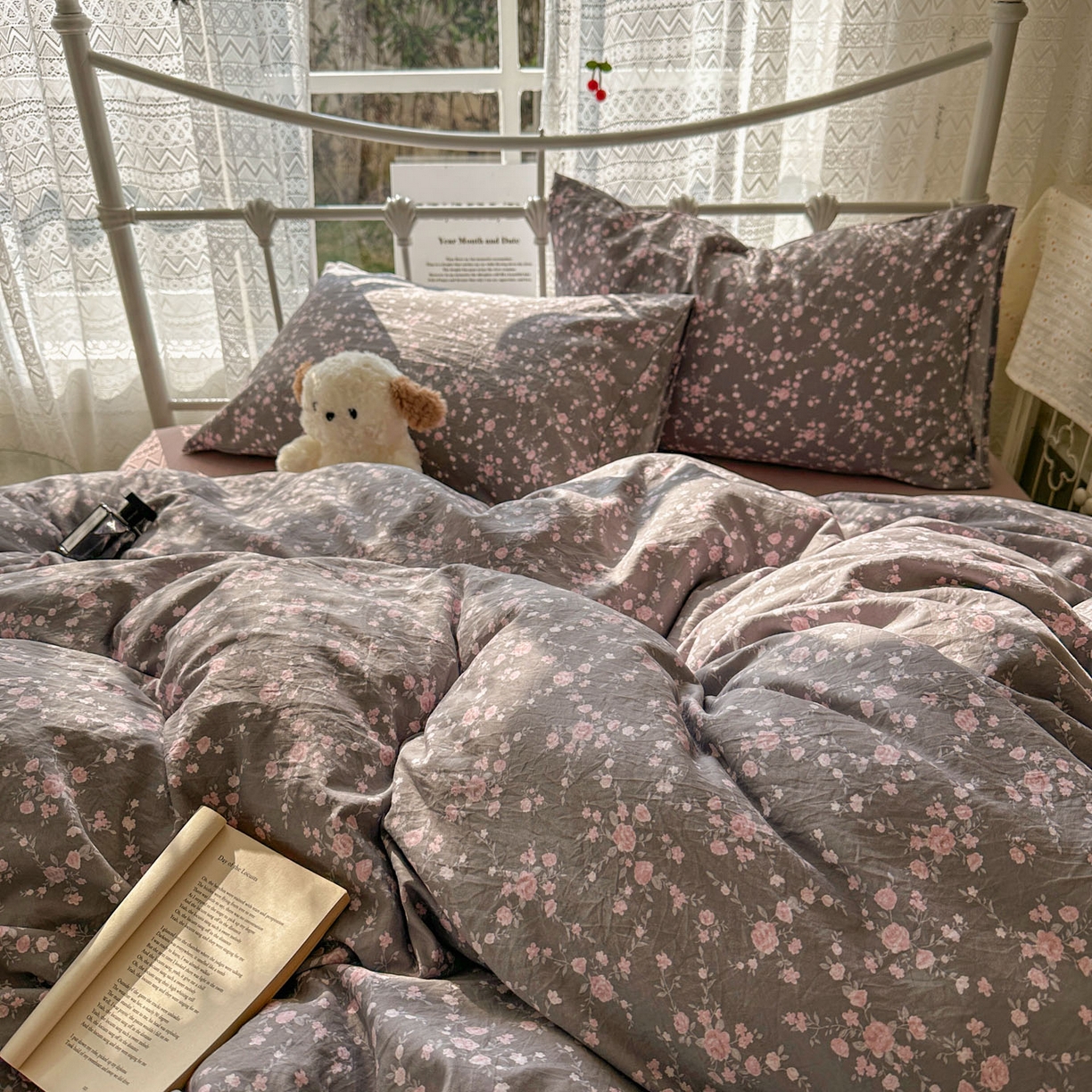 91家纺网 家纺一手货源 找家纺 暖芯优选 2025新款加厚爆款小布袋韩国古法水洗棉床单学生三件套床笠款四件套 豆蔻