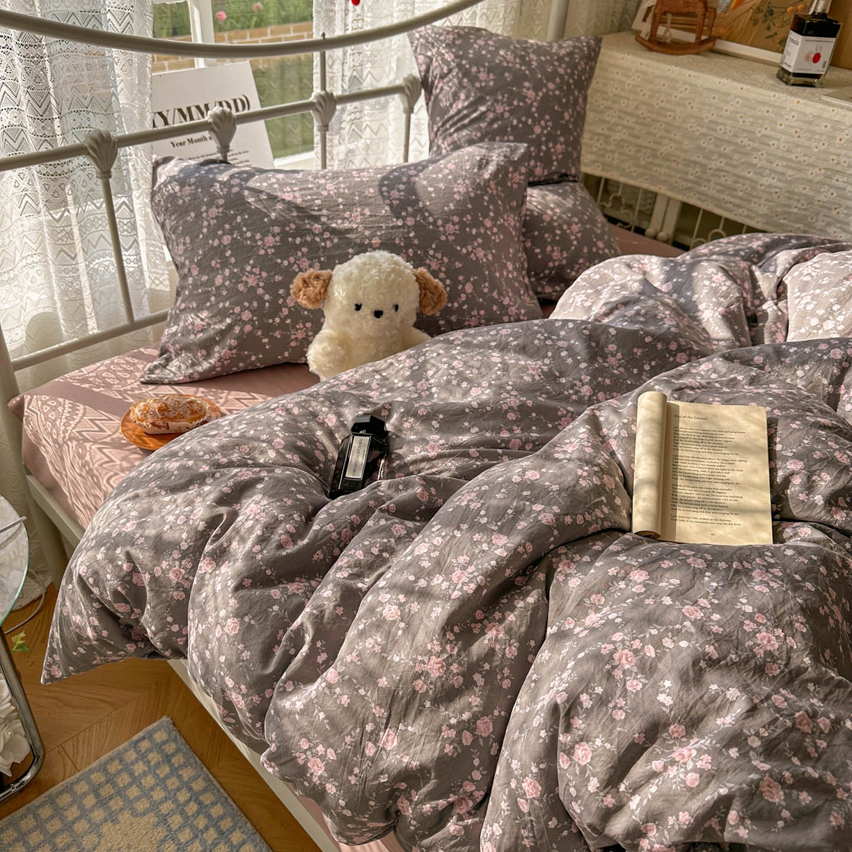 91家纺网 家纺一手货源 找家纺 暖芯优选 2025新款加厚爆款小布袋韩国古法水洗棉床单学生三件套床笠款四件套 豆蔻