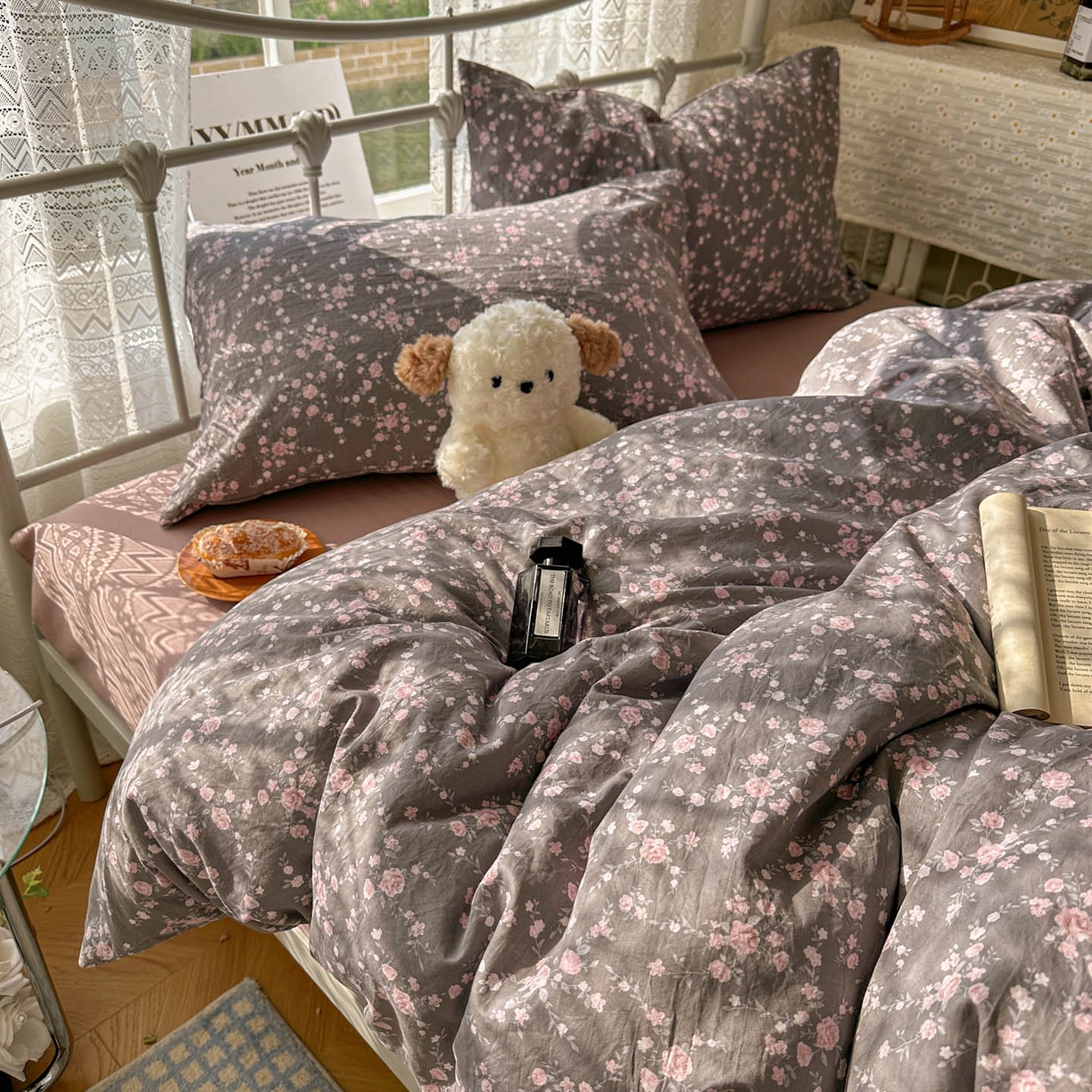 91家纺网 家纺一手货源 找家纺 暖芯优选 2025新款加厚爆款小布袋韩国古法水洗棉床单学生三件套床笠款四件套 豆蔻