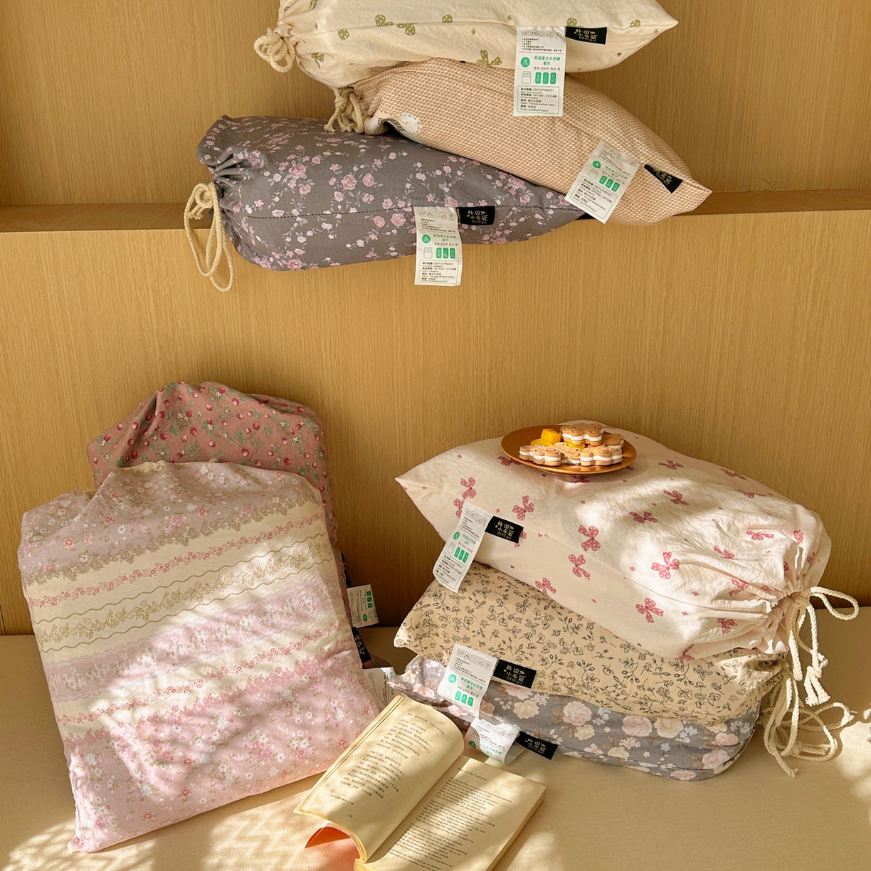 91家纺网 家纺一手货源 找家纺 （总）暖芯优选 2025新款加厚爆款小布袋韩国古法水洗棉床单学生三件套床笠款四件套