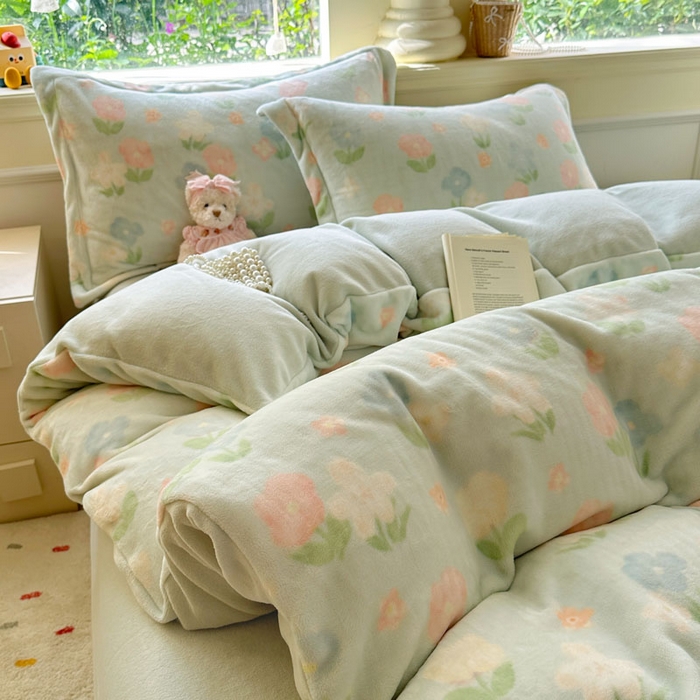 91家纺网 家纺一手货源 找家纺 绵庭家纺 2025新款高克重牛奶绒被套单件单被套被套单品 花汐子-绿