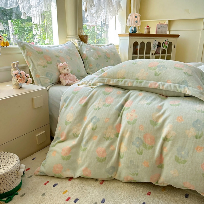 91家纺网 家纺一手货源 找家纺 绵庭家纺 2025新款高克重牛奶绒被套单件单被套被套单品 花汐子-绿