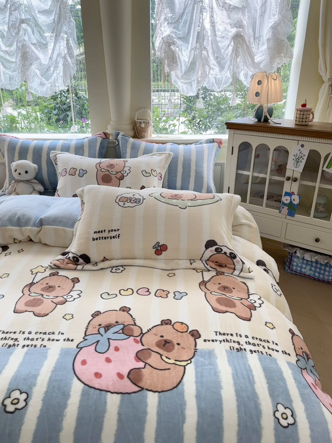 91家纺网 家纺一手货源 找家纺 绵庭家纺 2025新款高克重牛奶绒被套单件单被套被套单品 可爱卡皮-黄