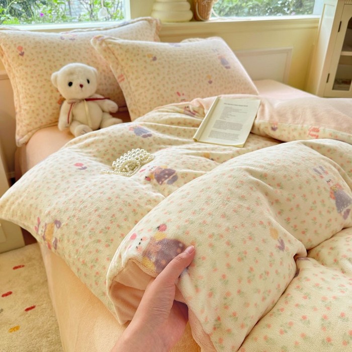 91家纺网 家纺一手货源 找家纺 绵庭家纺 2025新款高克重牛奶绒被套单件单被套被套单品 萌兔之星