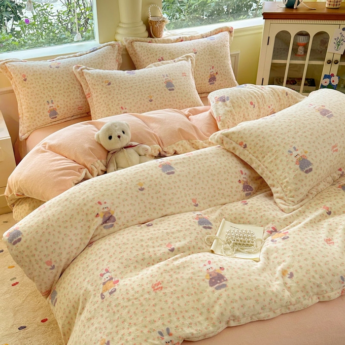 91家纺网 家纺一手货源 找家纺 绵庭家纺 2025新款高克重牛奶绒被套单件单被套被套单品 萌兔之星