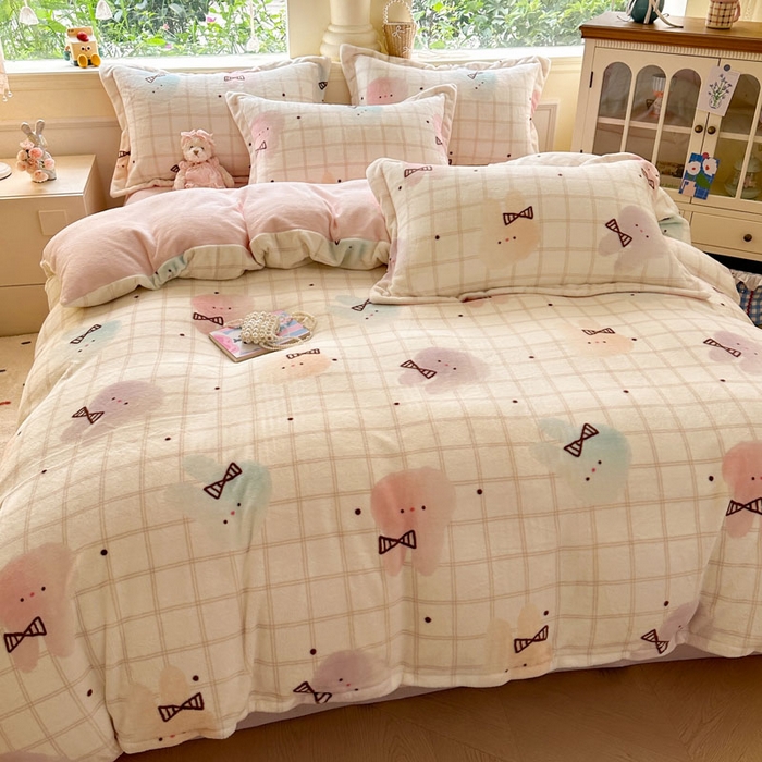 91家纺网 家纺一手货源 找家纺 绵庭家纺 2025新款高克重牛奶绒被套单件单被套被套单品 棉花兔