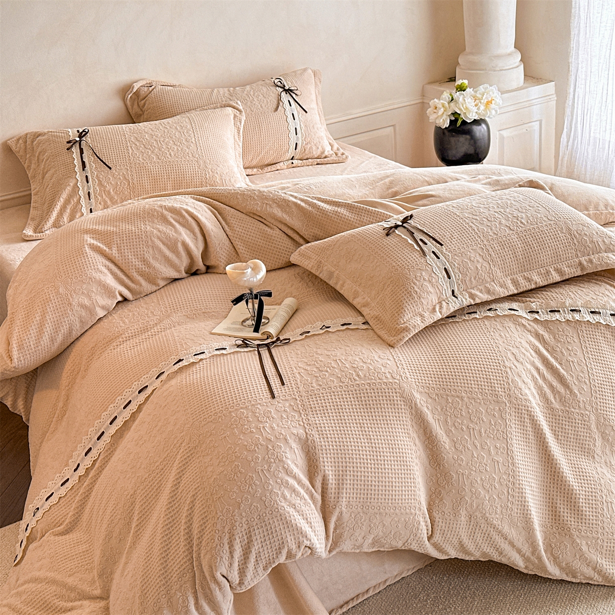 91家纺网 家纺一手货源 找家纺 （总）叠派家纺 2025新款高端雕花公主风蝴蝶结工艺款四件套绿野仙踪系列（直播热款）提供买家秀