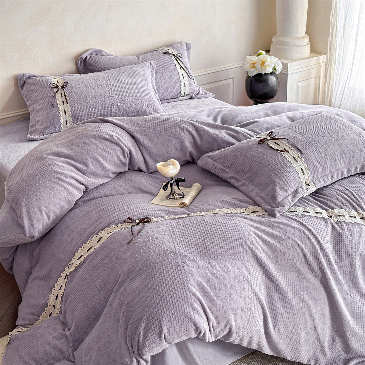 91家纺网 家纺一手货源 找家纺 （总）叠派家纺 2025新款高端雕花公主风蝴蝶结工艺款四件套绿野仙踪系列（直播热款）提供买家秀