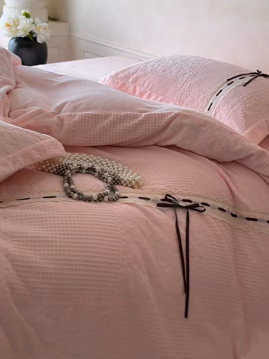 91家纺网 家纺一手货源 找家纺 （总）叠派家纺 2025新款高端雕花公主风蝴蝶结工艺款四件套绿野仙踪系列（直播热款）提供买家秀