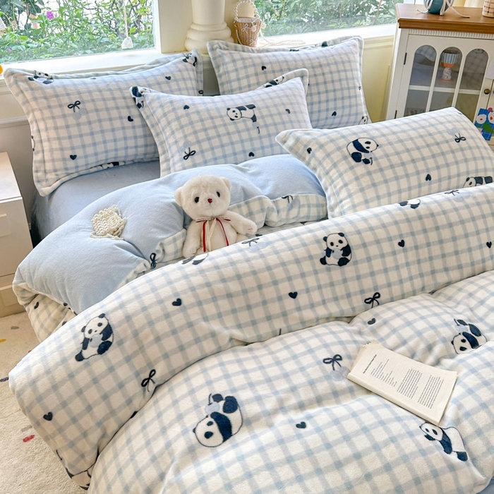 91家纺网 家纺一手货源 找家纺 绵庭家纺 2025新款高克重牛奶绒被套单件单被套被套单品 奶熊嘟嘟