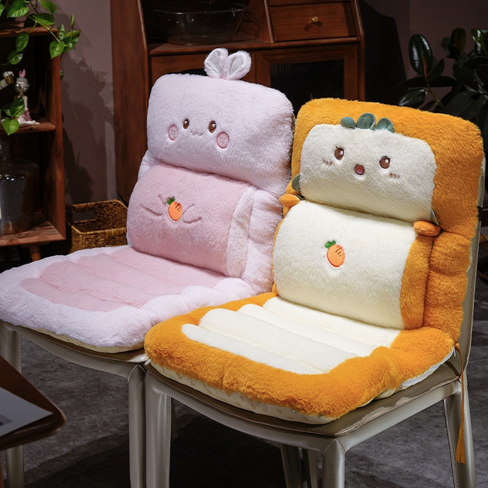 91家纺网 家纺一手货源 找家纺 仟亿莱 2025新款卡通兔毛护腰横条连体坐垫 护腰横条哈士奇