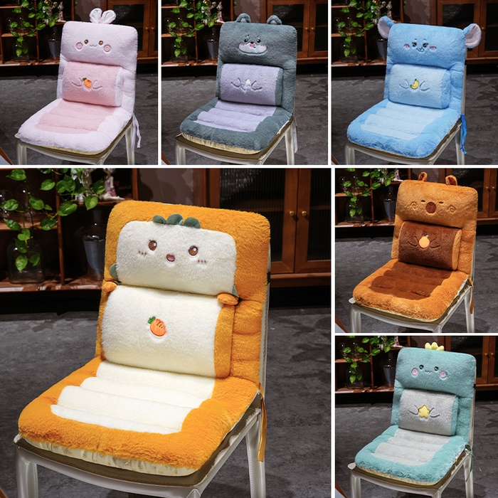 91家纺网 家纺一手货源 找家纺 仟亿莱 2025新款卡通兔毛护腰横条连体坐垫 护腰横条兔子