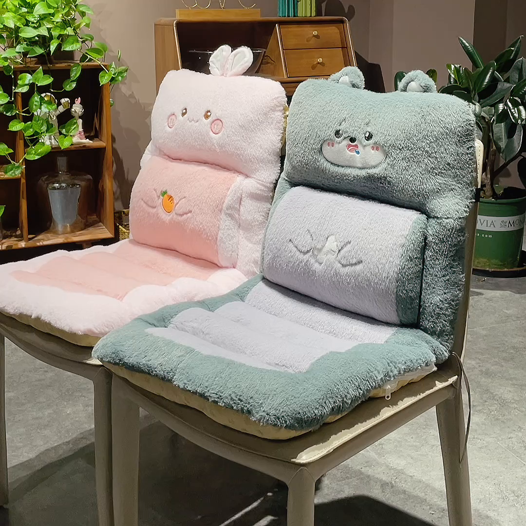 91家纺网 家纺一手货源 找家纺 仟亿莱 2025新款卡通兔毛护腰横条连体坐垫 护腰横条吐司