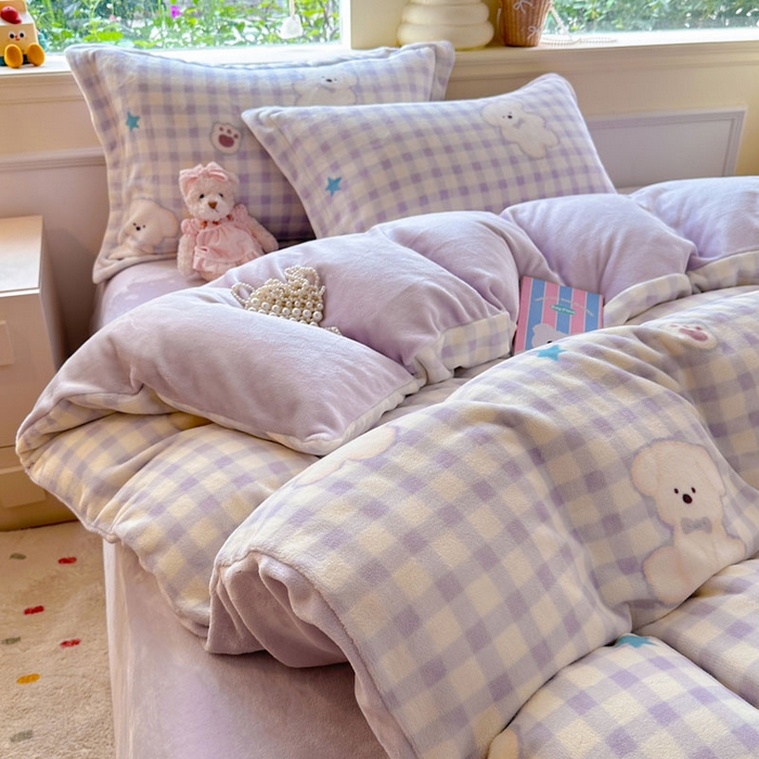 91家纺网 家纺一手货源 找家纺 绵庭家纺 2025新款高克重牛奶绒被套单件单被套被套单品 熊宝