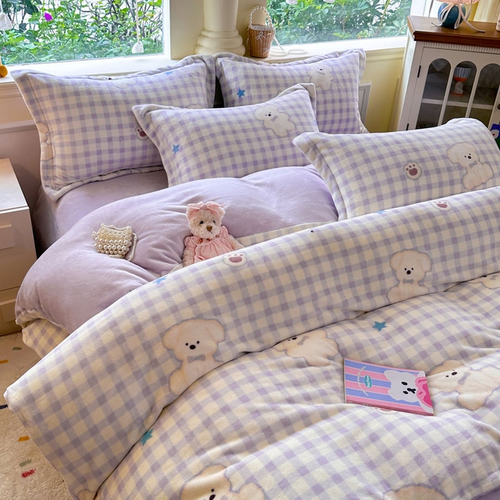 91家纺网 家纺一手货源 找家纺 绵庭家纺 2025新款高克重牛奶绒被套单件单被套被套单品 熊宝