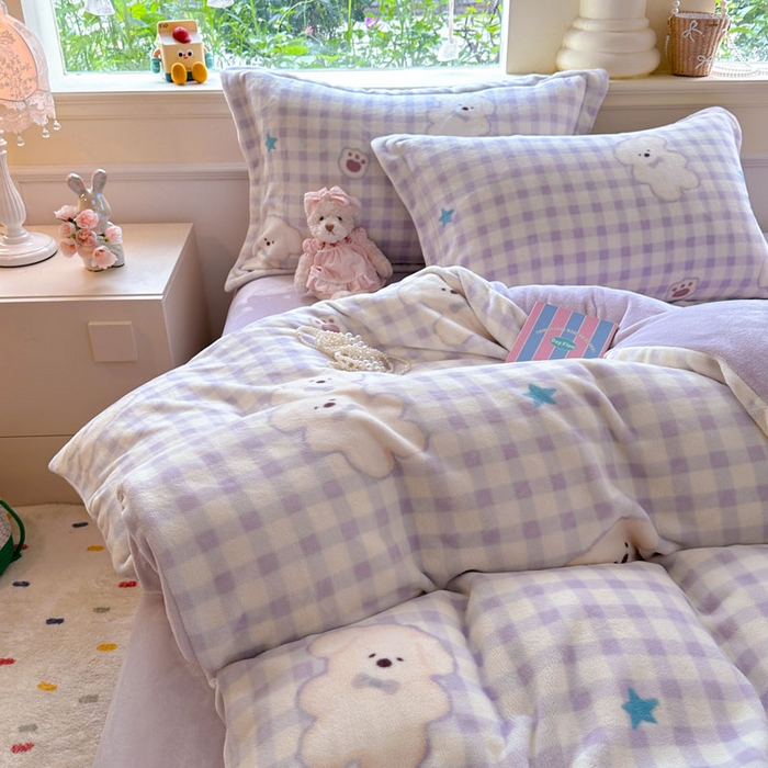 91家纺网 家纺一手货源 找家纺 绵庭家纺 2025新款高克重牛奶绒被套单件单被套被套单品 熊宝