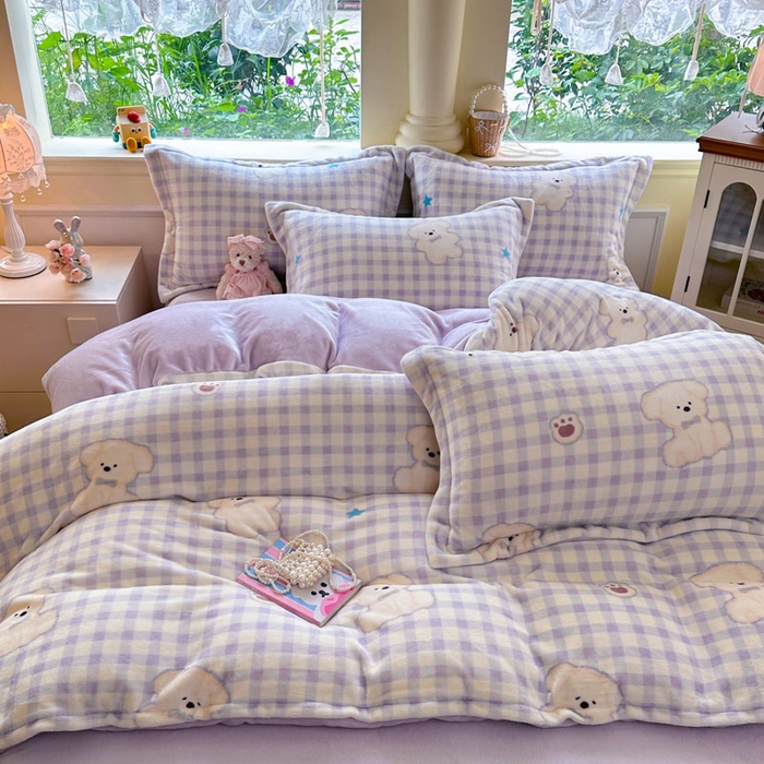 91家纺网 家纺一手货源 找家纺 绵庭家纺 2025新款高克重牛奶绒被套单件单被套被套单品 熊宝