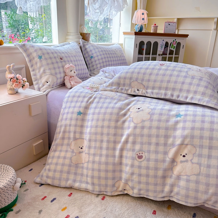 91家纺网 家纺一手货源 找家纺 绵庭家纺 2025新款高克重牛奶绒被套单件单被套被套单品 熊宝