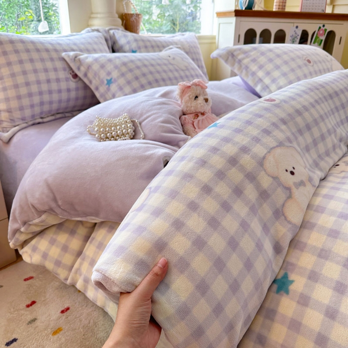 91家纺网 家纺一手货源 找家纺 绵庭家纺 2025新款高克重牛奶绒被套单件单被套被套单品 熊宝