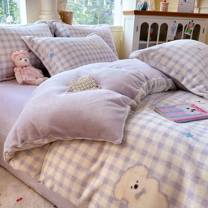 91家纺网 家纺一手货源 找家纺 绵庭家纺 2025新款高克重牛奶绒被套单件单被套被套单品 熊宝