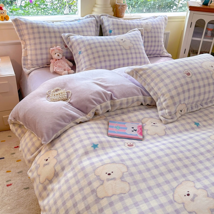 91家纺网 家纺一手货源 找家纺 绵庭家纺 2025新款高克重牛奶绒被套单件单被套被套单品 熊宝