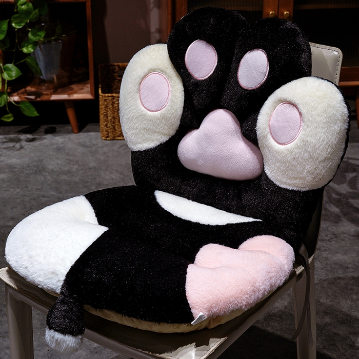仟亿莱 2025新款仿兔毛绒萌萌猫爪连体坐垫 黑色连体猫爪