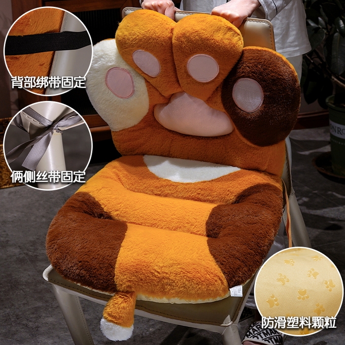 91家纺网 家纺一手货源 找家纺 仟亿莱 2025新款仿兔毛绒萌萌猫爪连体坐垫 粉色连体猫爪