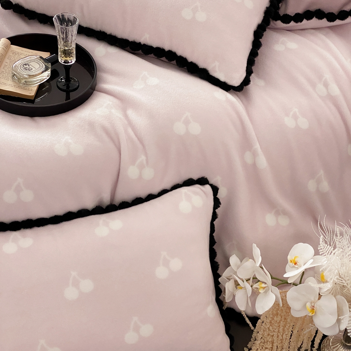 91家纺网 家纺一手货源 找家纺 （总）时亿家居 2025新款高克重獭獭绒四件套-云梦樱语