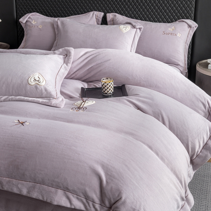 魅都 2025新款冬季全消光超柔高克重牛奶绒四件套-COCO COCO-幸运紫