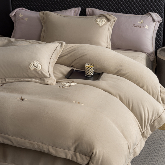 魅都 2025新款冬季全消光超柔高克重牛奶绒四件套-COCO COCO-浅米咖