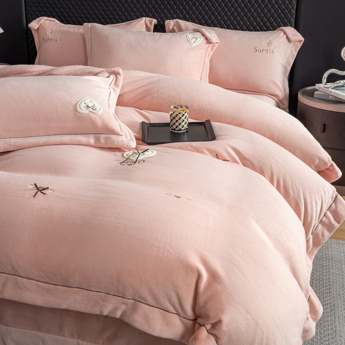 魅都 2025新款冬季全消光超柔高克重牛奶绒四件套-COCO COCO-幸运粉