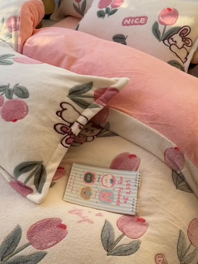 91家纺网 家纺一手货源 找家纺 （总）韩巢家纺 2025新款高克重雪花绒牛奶绒四件套系列