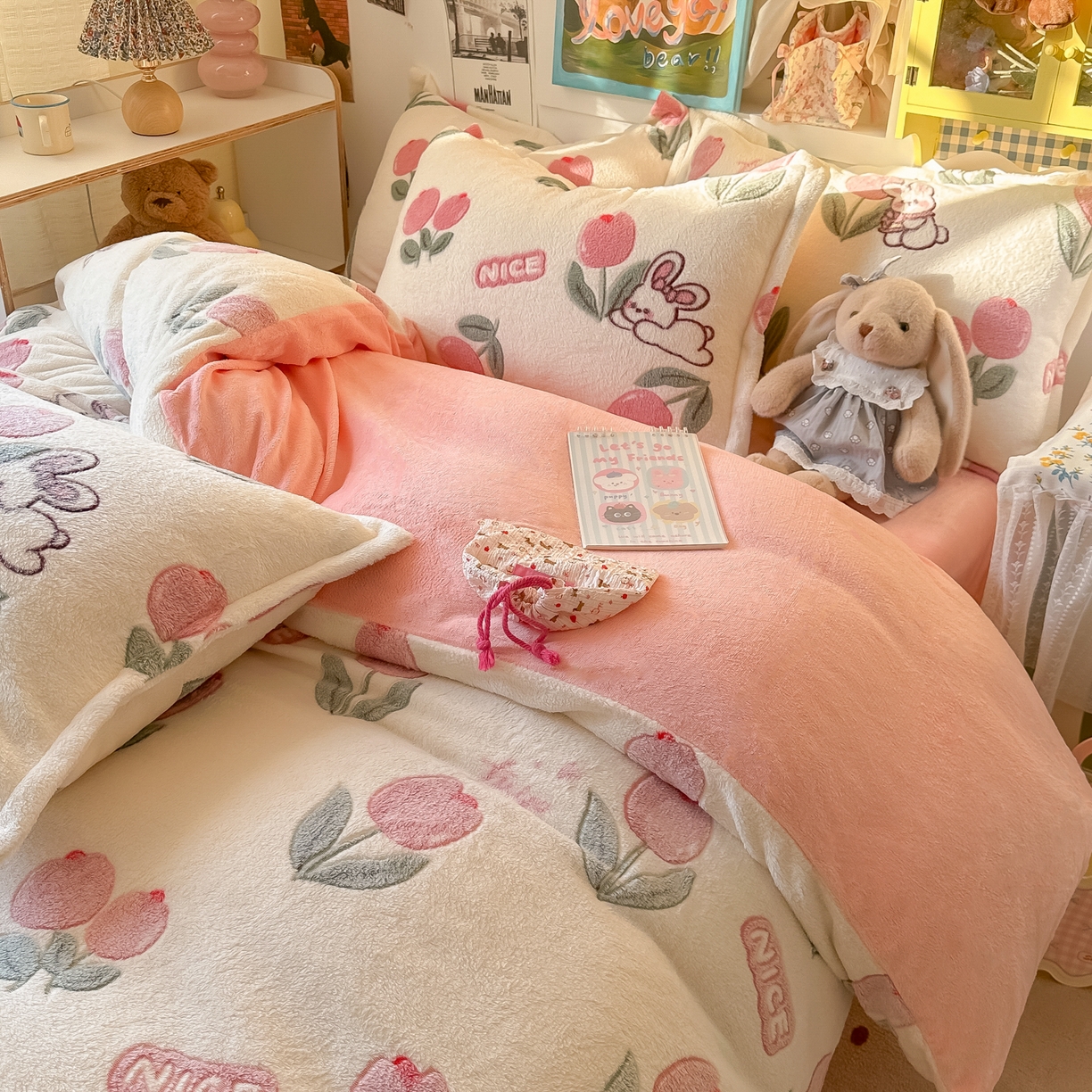 91家纺网 家纺一手货源 找家纺 （总）韩巢家纺 2025新款高克重雪花绒牛奶绒四件套系列