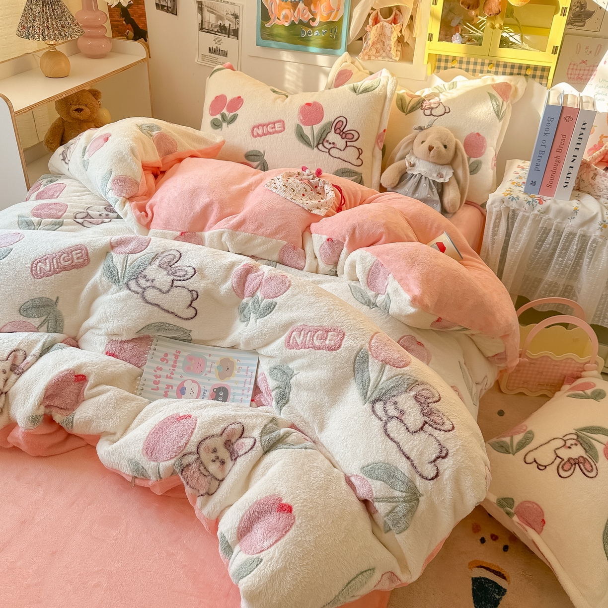 91家纺网 家纺一手货源 找家纺 （总）韩巢家纺 2025新款高克重雪花绒牛奶绒四件套系列