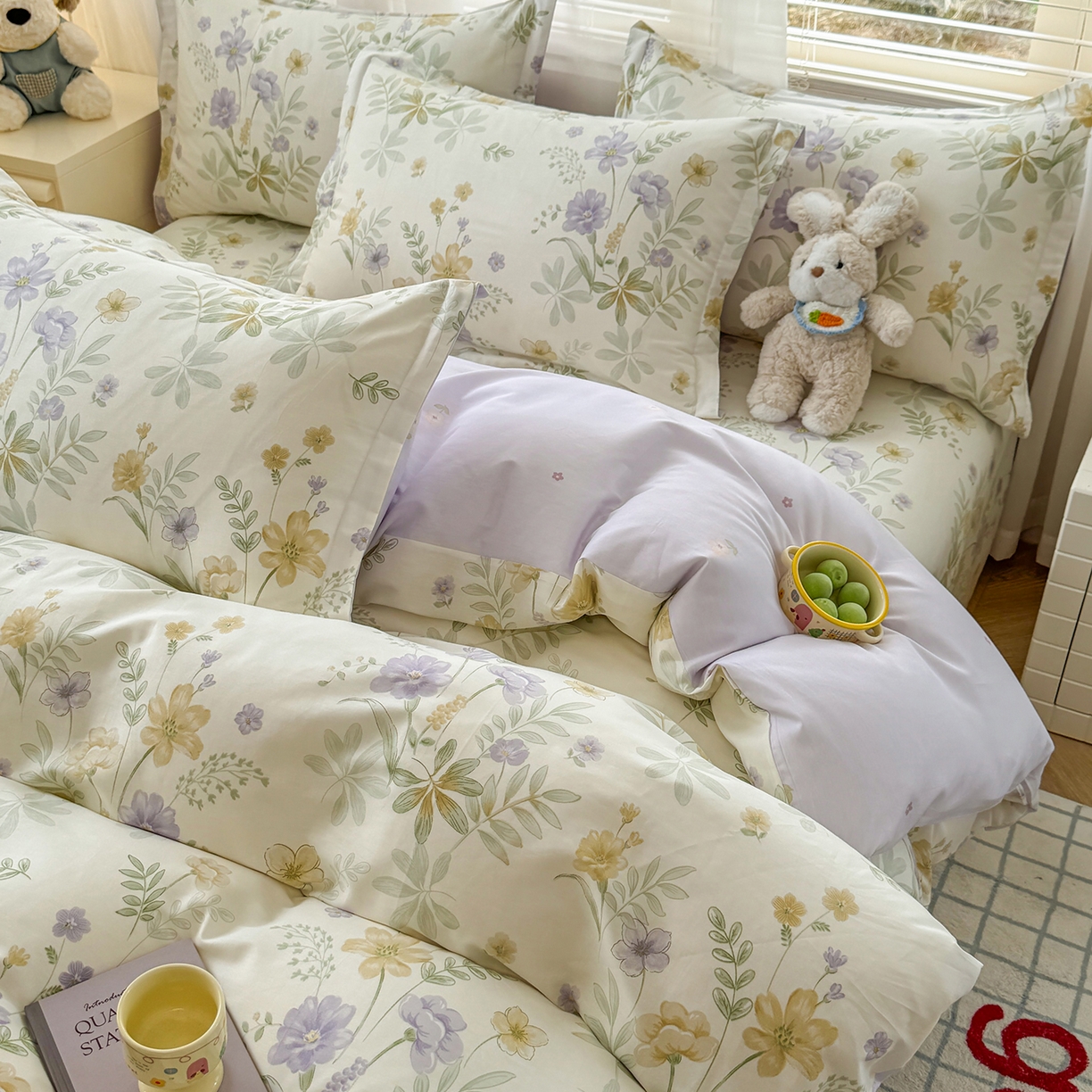 91家纺网 家纺一手货源 找家纺 尚帛 2026新款全棉品质喷气印花爆款四件套 多规格套件 单品系列-场景一 爱的花海