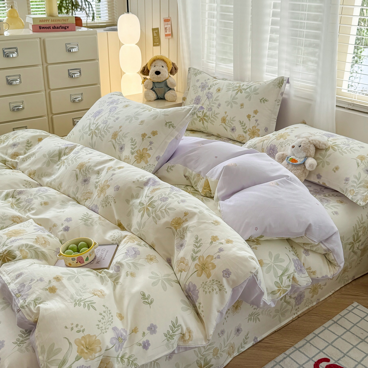 91家纺网 家纺一手货源 找家纺 尚帛 2026新款全棉品质喷气印花爆款四件套 多规格套件 单品系列-场景一 爱的花海