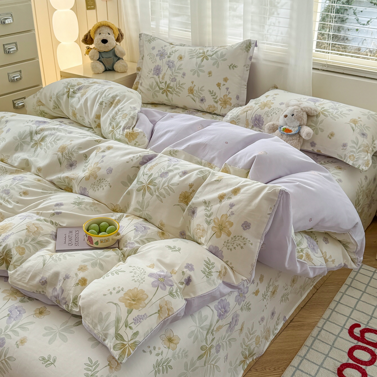 91家纺网 家纺一手货源 找家纺 尚帛 2026新款全棉品质喷气印花爆款四件套 多规格套件 单品系列-场景一 爱的花海