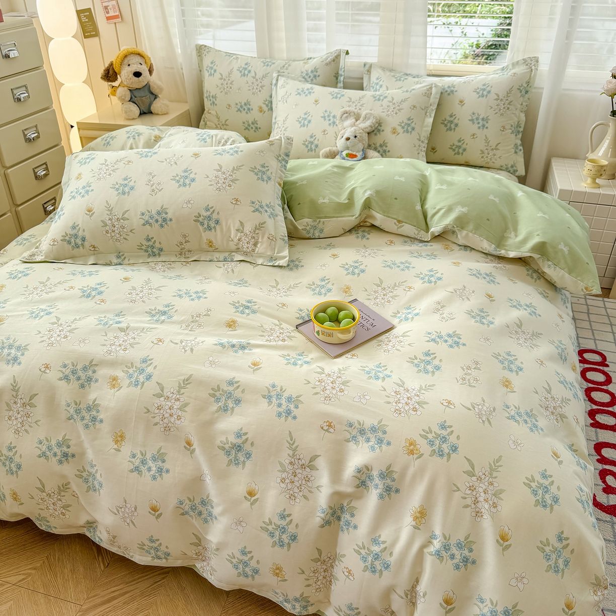 91家纺网 家纺一手货源 找家纺 尚帛 2026新款全棉品质喷气印花爆款四件套 多规格套件 单品系列-场景一 春漫庭