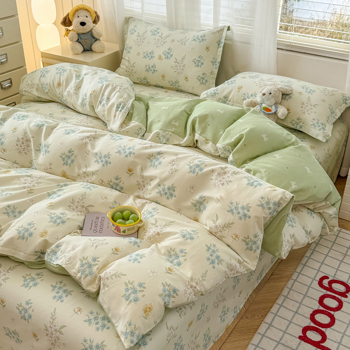 91家纺网 家纺一手货源 找家纺 尚帛 2026新款全棉品质喷气印花爆款四件套 多规格套件 单品系列-场景一 春漫庭